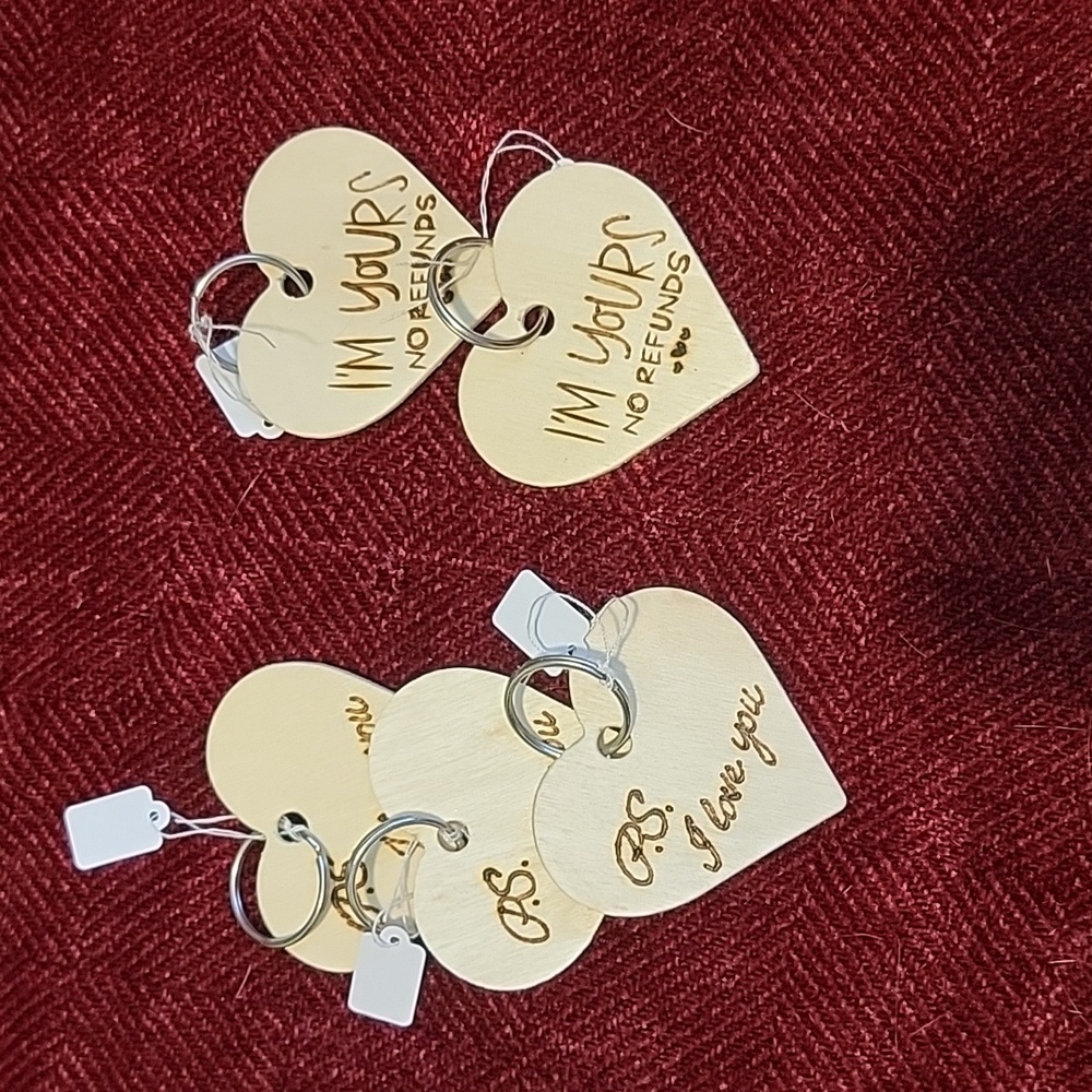 Pyrography love keychains